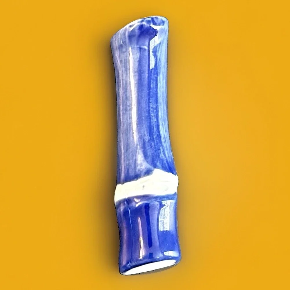 Chopstick Rest Bamboo Porcelain Blue and White Vintage Hashioki Japanese